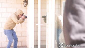 PASSION-HD Big Dick Security Guard SPIES on Busty Client