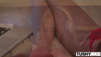 TUSHY Thin Blonde College Student Has Unforgettable First Anal Experience