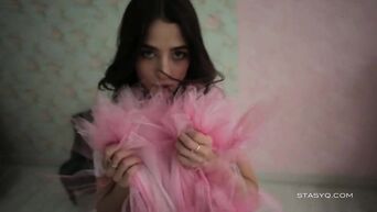 Beautiful Sveta dancing wearing a pink ballerina tutu dress