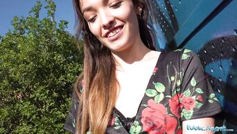 Public Agent Tattooed horny minx Kylie Nymphette cums on huge cock outdoors