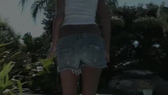 Outdoor masturbating blonde