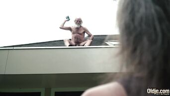 70 year old grandpa fucks 18 year old girl moans with pleasure and swallows