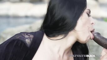 PrivateBlack - Dark Haired Hottie, Kira Queen Fucks 2 BBCs!