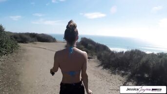 Jessica Jaymes gets fucked outside in the beach by a huge cock, big boobs