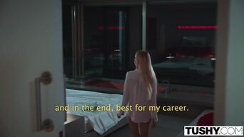 TUSHY Model has a crush on her manager and uses a butt plug to get his atte