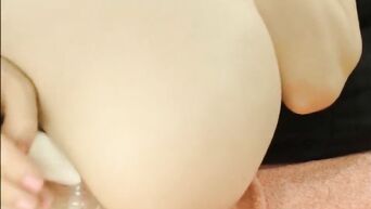 Naughty blonde playing with her vibrator and squirting