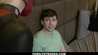 FamilyStrokes - Stepsis In Costume Sucks Her Stepbrother's Cock