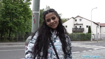 Public Agent sexy brunette Sandra Soul fucked in public