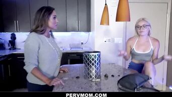 PervMom - Kinky Cougar And Stepdaughter Share A Huge Cock