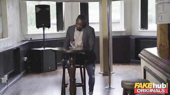 Fake Pub hotwife pawg milf shared by husband with bbc in threesome creampie