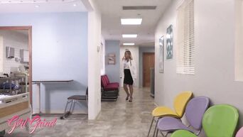 GirlGrind - Ebony nurse Honey Gold worships Dr Kleio Valentien's pussy