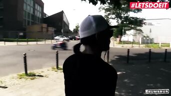 LETSDOEIT - Thicc German Blonde Rides a Big Cock In The Car
