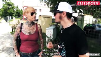 LETSDOEIT - Thicc German Blonde Rides a Big Cock In The Car