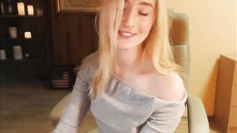 Pretty blond woman fucks her cunt