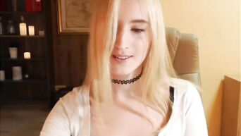 Blonde masturbates with a desire to cum