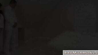 Blonde and brunette doing blowjob to a young Mormon