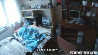 Verified amateur porn: Russian brunette fucks, not knowing about spy camera