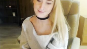 Sexy blonde masturbates and moans