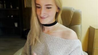 Sexy blonde masturbates and moans
