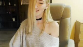 Young blond woman showing tits and pussy