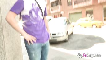 Spanish porn: Busty blonde and young guy fuck, only having met