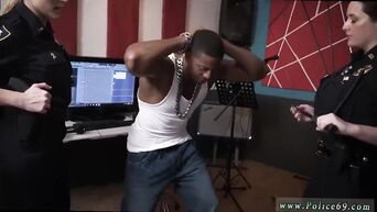 Two busty MILFs with big asses are engaged in oral sex with black bandit