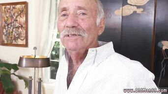 Group porn: Young Latin brunette fucks with two old men