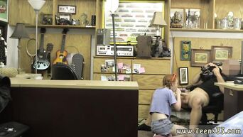 Teen porn: Red-haired girl does blowjob to young manager in the office