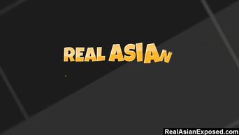 Asian porn: Busty MILF masturbates with dildo and fucks