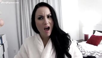 After blackmail, sister masturbated vagina in front of brother and made him blowjob