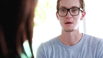 Blonde does blowjob to boyfriend, hiding from mother