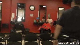 MILFs in police uniform suck big black dick in Detroit's hairdresser