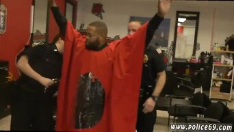 MILFs in police uniform suck big black dick in Detroit's hairdresser