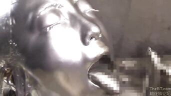 Silver Asian goddess has sex with Japanese golden god