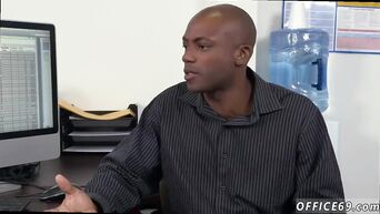 Black homosexual sucks boss's cock in toilet
