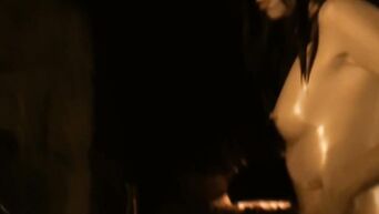Relaxing while smoking hookah, Indian babe caresses ideal body