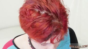 Red-haired girl performs dirtiest sexual fantasies of her partner