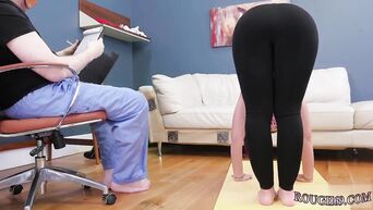 After yoga whore licks the testicles