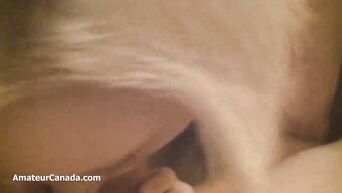 Blonde MILF with big tits sucks cock to orgasm