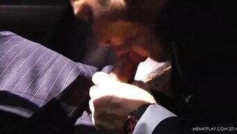 Homosexuals are engaged in oral sex in limousine