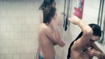Spy camera in public female shower