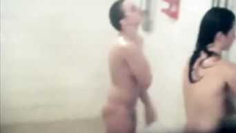 Spy camera in public female shower