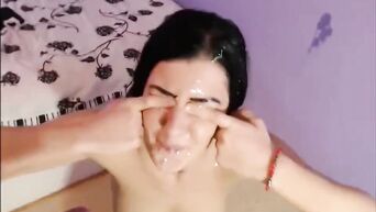 Beautiful girls get streams of sperm on their faces in this compilation