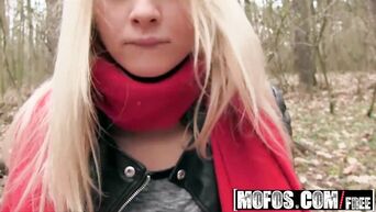 Czech angel Cayla Lyons fucks in woods for money