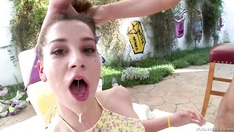 Deepthroating and licking anus from dirty whore