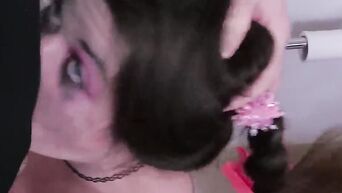 Deep blowjob from young whore in dirty public toilet