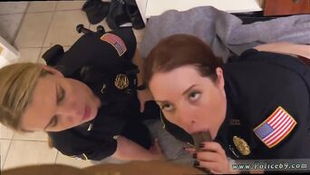 Redheaded bitch and busty blonde get orgasms from interracial group sex
