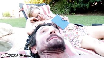 Busty blonde Summer Day fucks with stepfather next to drunk sleeping mom