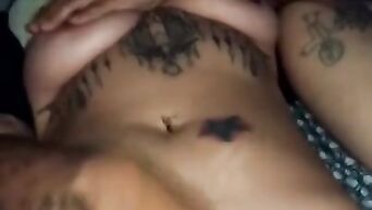Amateur porn: Tattooed Korean MILF with big tits masturbates