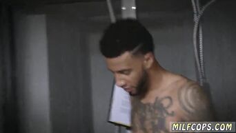 Three police MILFs suck one black dick